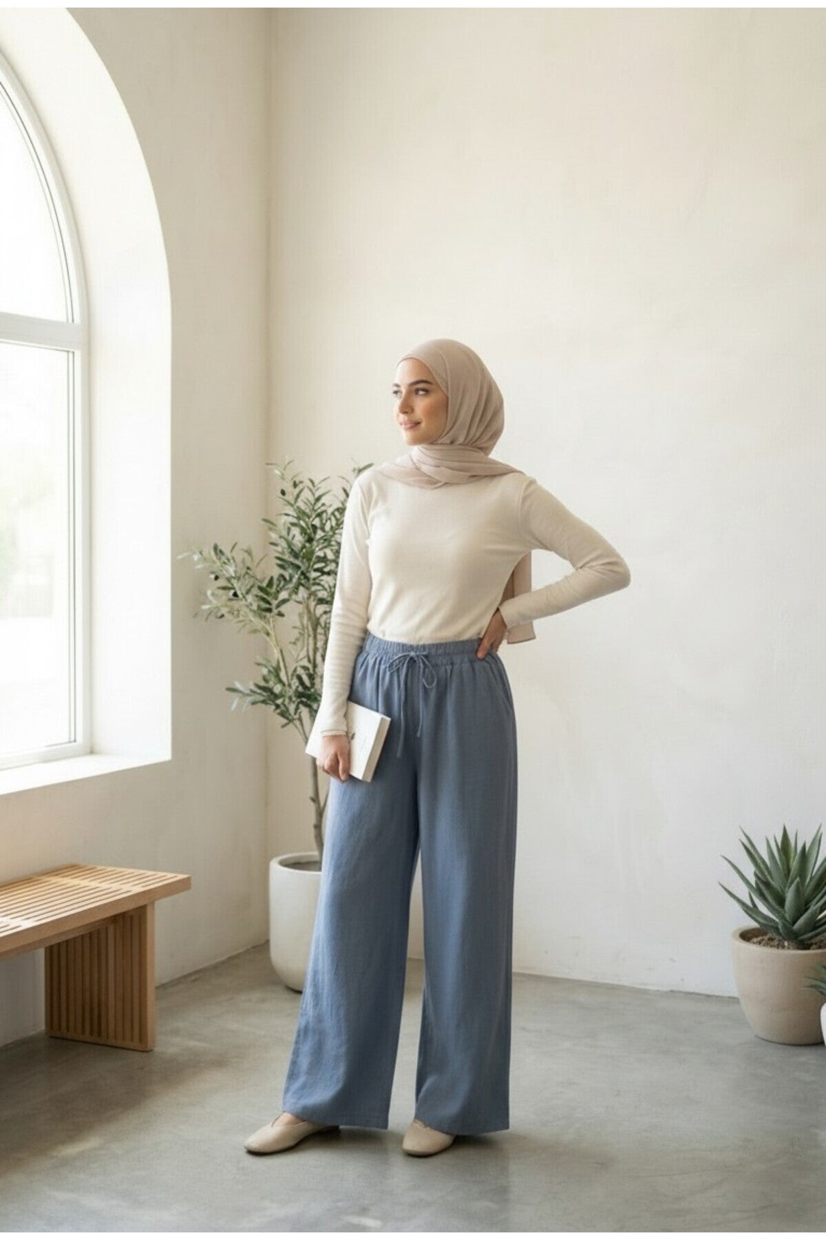 Beli Lastikli Tansel Pantolon -LVR003 - Mavi