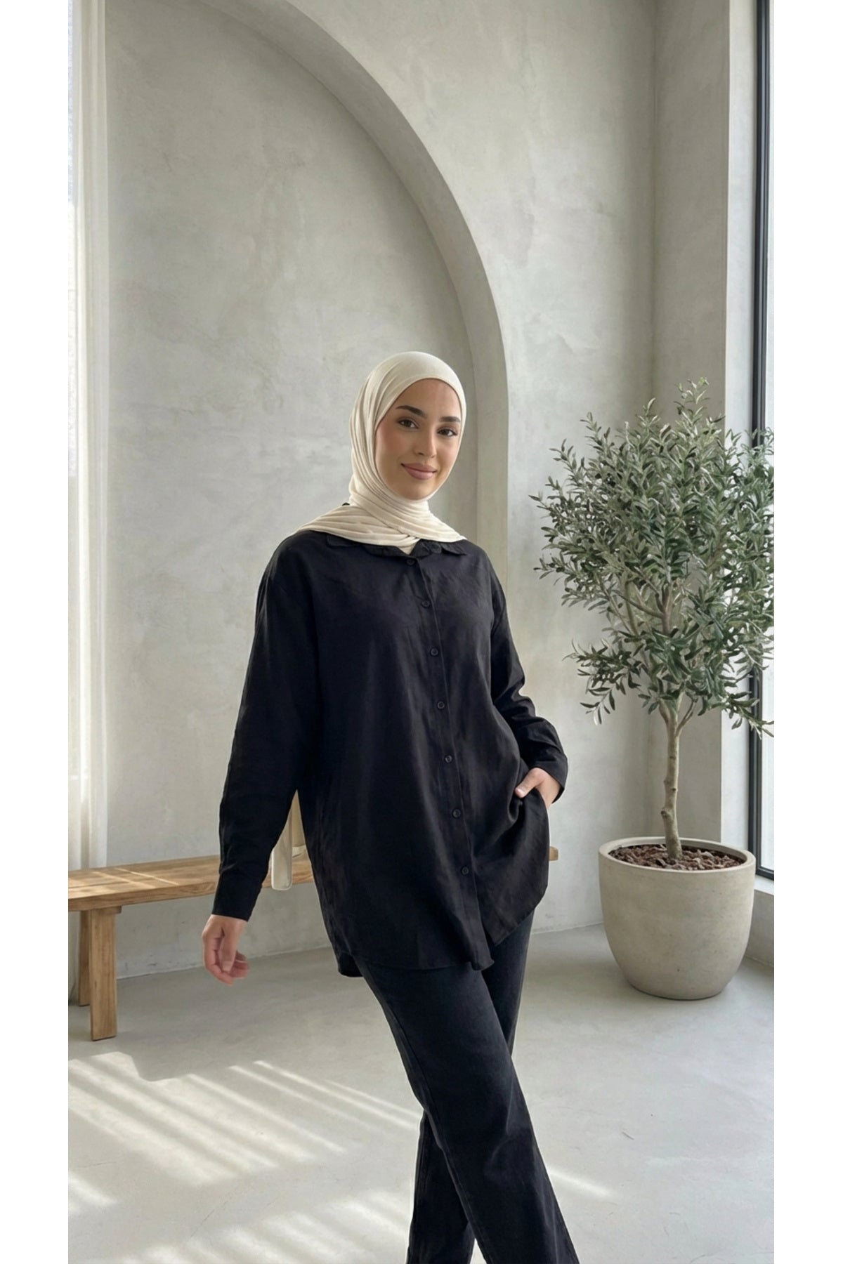 Tensel kumaş Tunik - LVR008 - Siyah