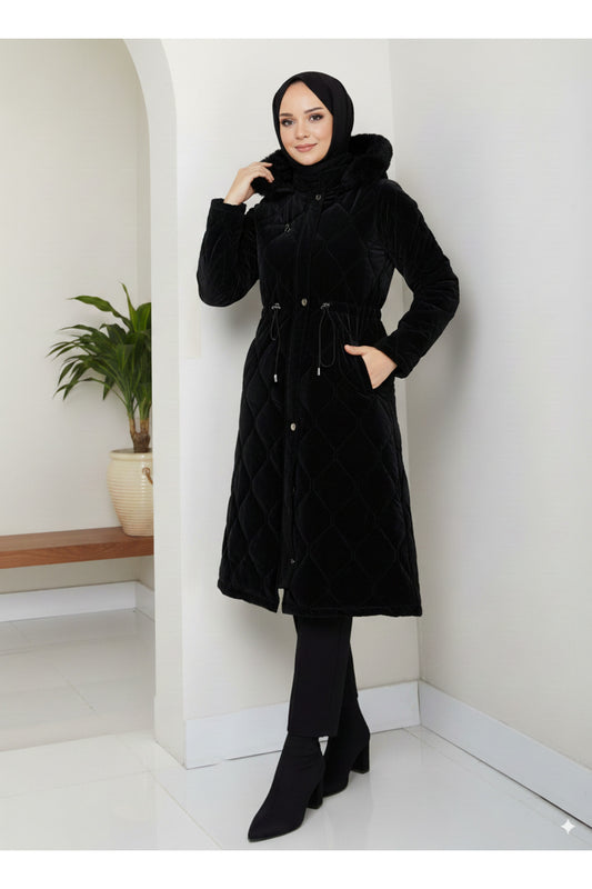 Kadın Beli Bağcıklı Nova Kumaş Mont