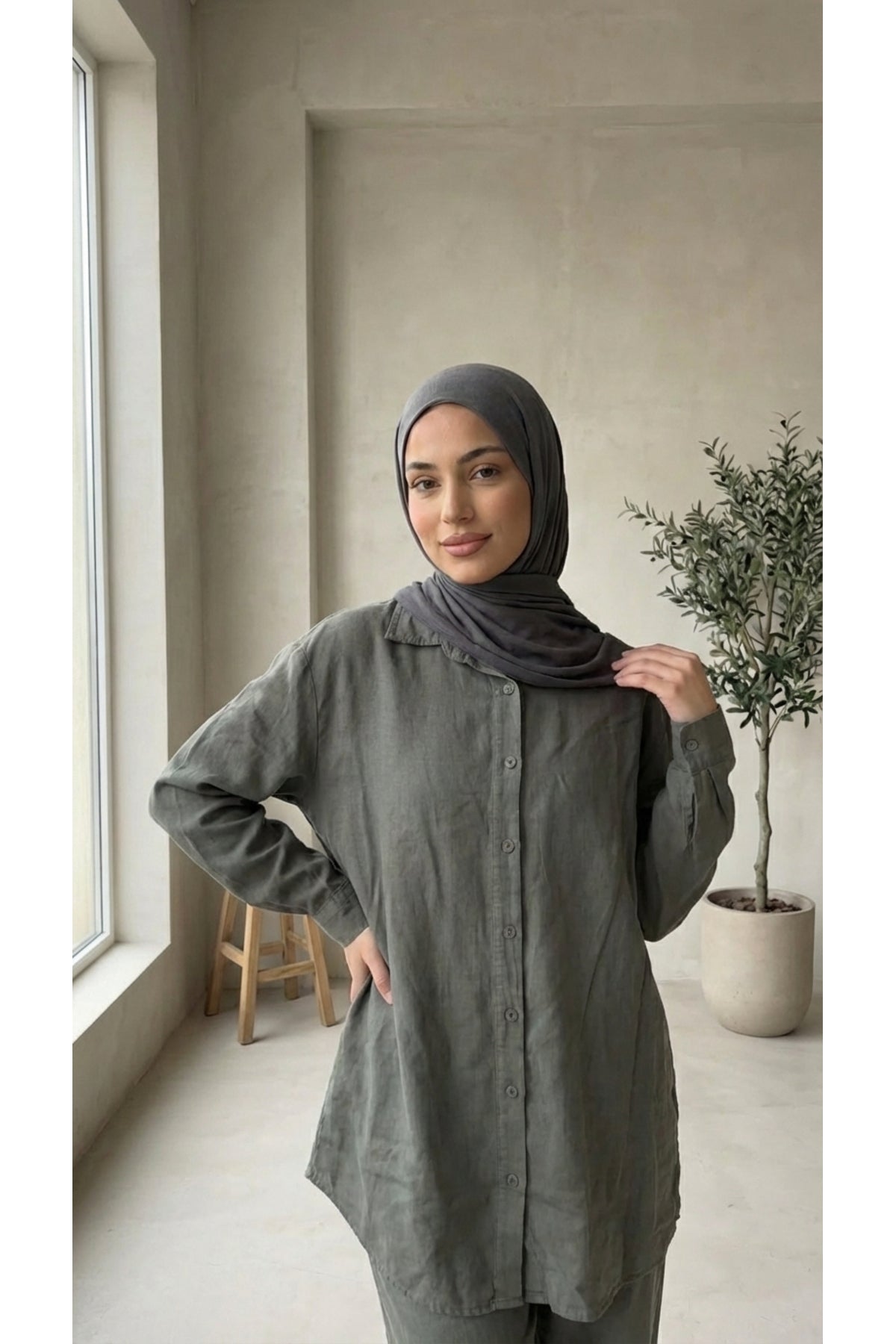 Tensel kumaş Tunik - LVR008 - Haki
