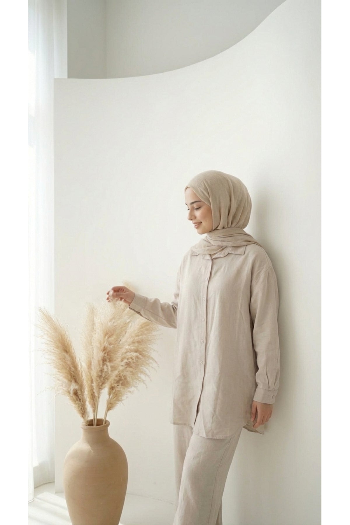Tensel kumaş Tunik - LVR008 - Bej