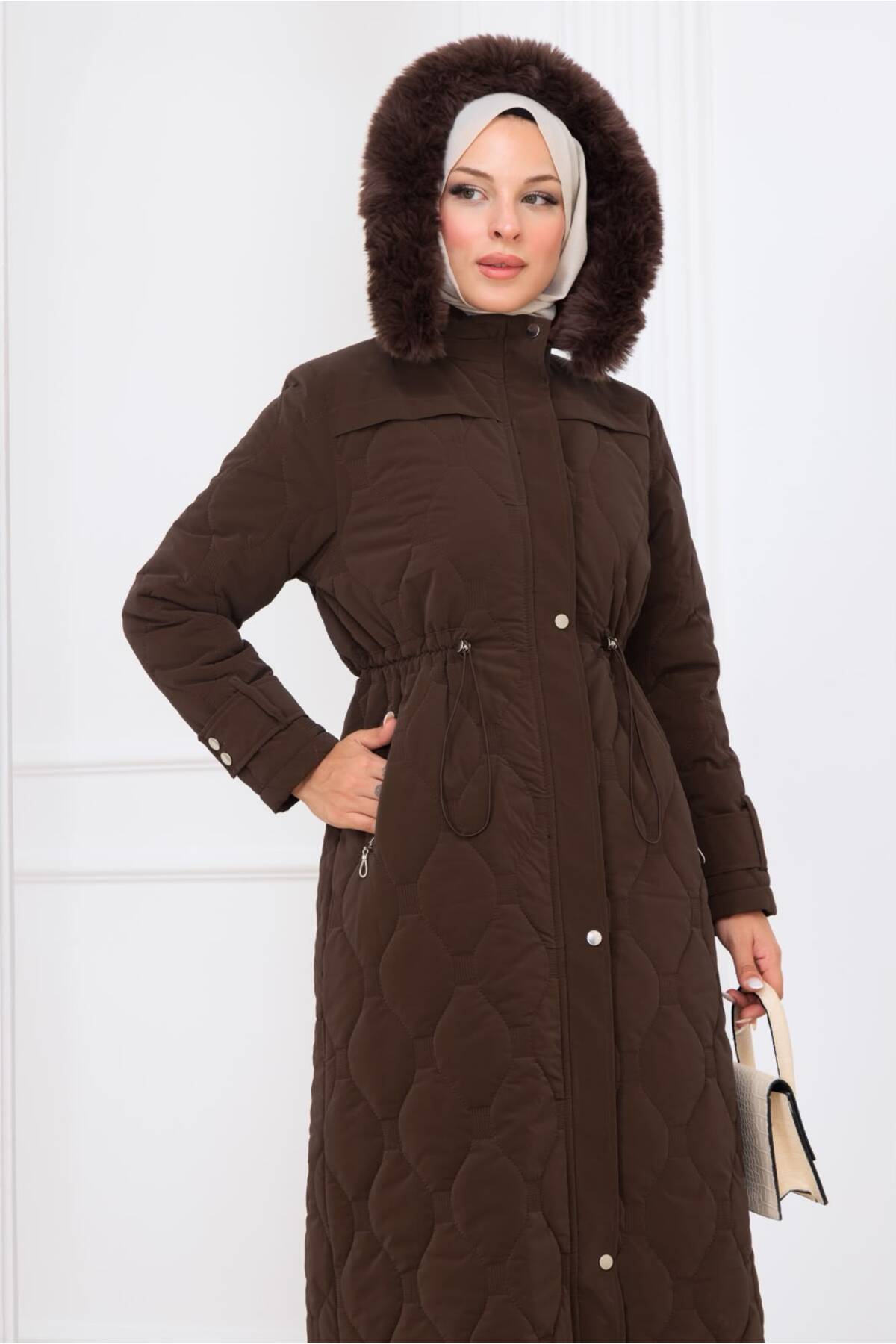Kadın Beli Bağcıklı Nova Kumaş Mont