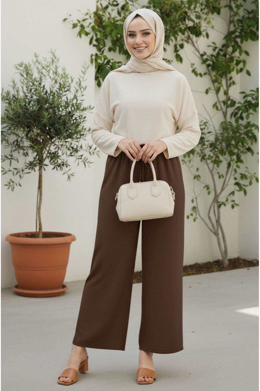 Beli Lastikli Ayrobin Pantolon - LVR005 - Kahverengi