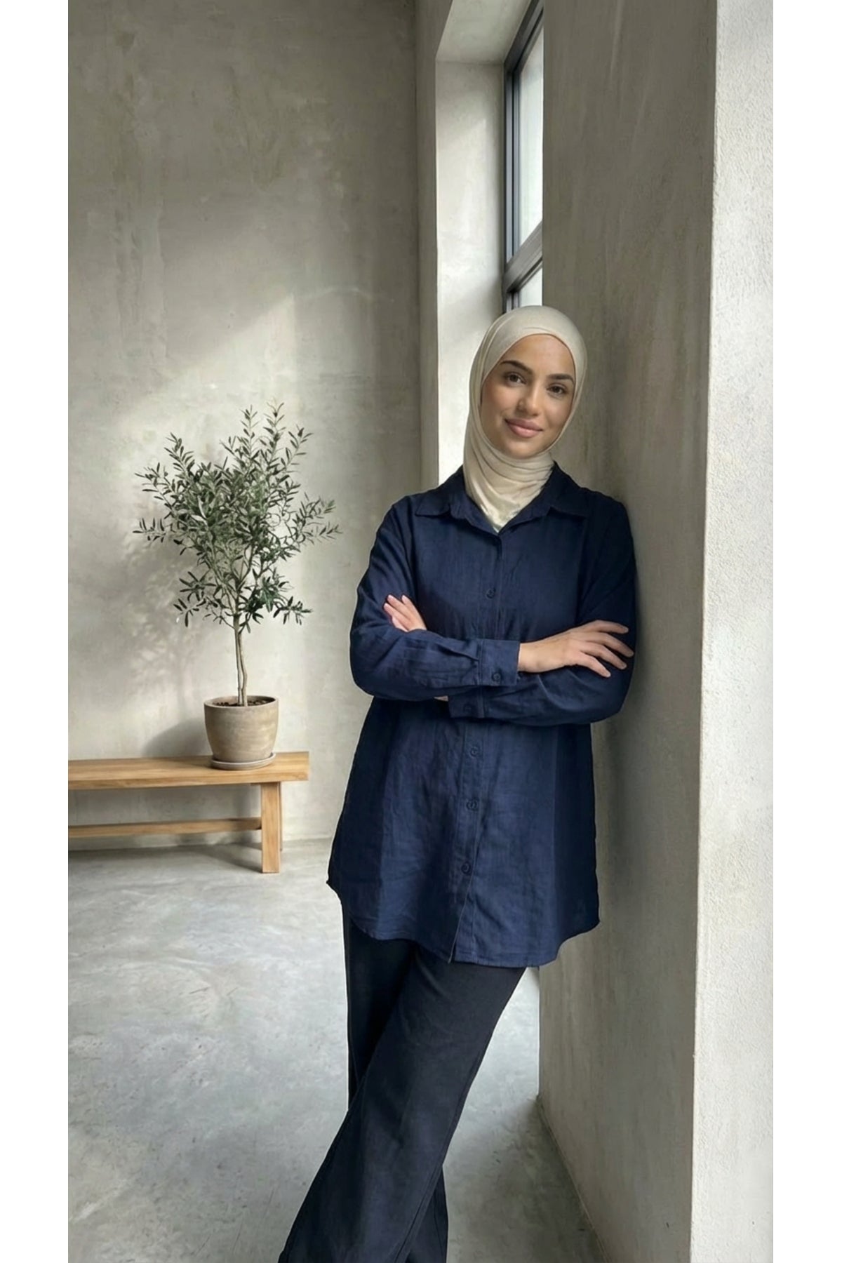 Tensel kumaş Tunik - LVR008 - Lacivert