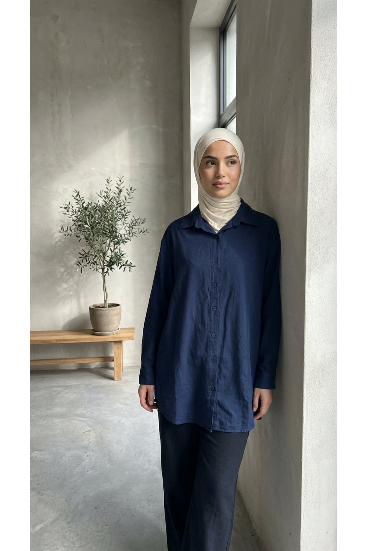 Tensel kumaş Tunik - LVR008 - Lacivert