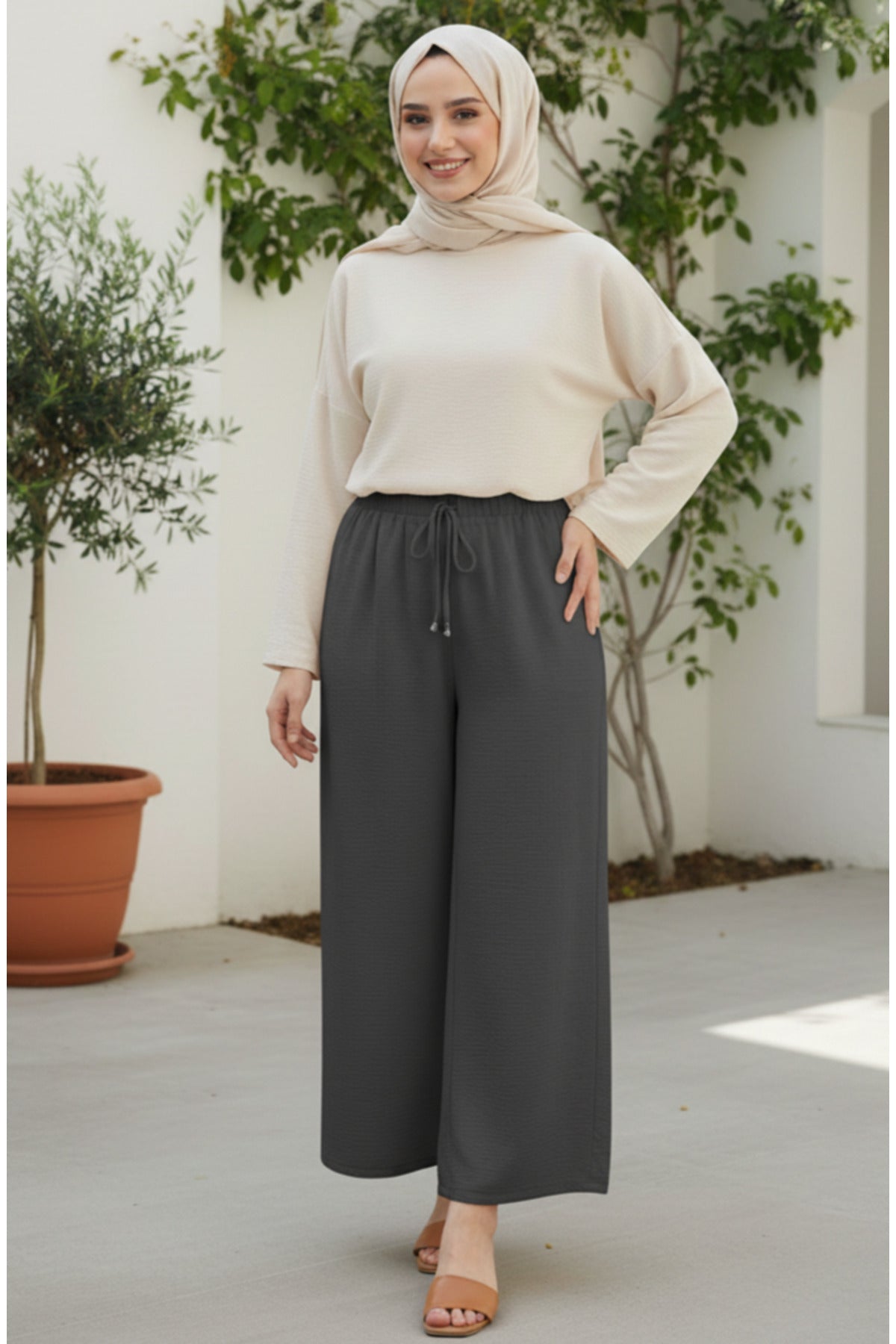 Beli Lastikli Ayrobin Pantolon - LVR005 - Füme