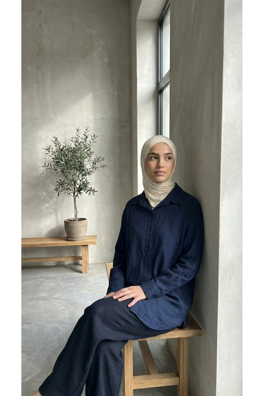 Tensel kumaş Tunik - LVR008 - Lacivert